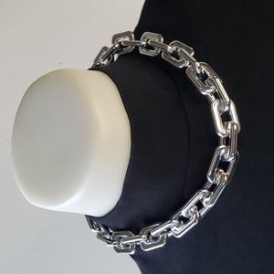 Light plastic faux reflection chrome chain link choker necklace